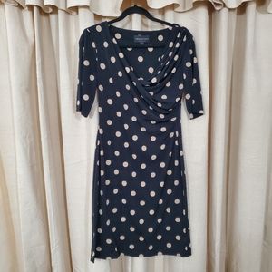 Connected Apparel Drape Cowl Neckline, Sheath Dress Asymmetrical, knee length